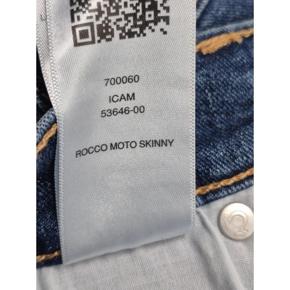 True Religion Rocco Moto Skinny Jeans Mens 44x32 Medium Wash Blue Distressed NWT